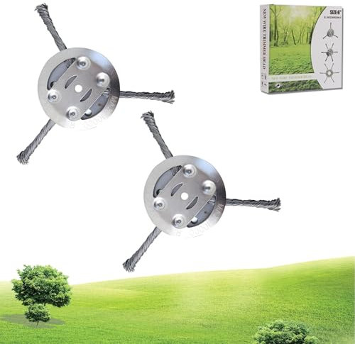 Unkrautbürste für Rasentrimmer, Unkraut Entferner Gerät, Stahldraht Freischneider Trimmer Kopf, Unkraut Drahtbürste für Garten Elektrowerkzeug Rasentrimmerkopf Rasenmäher (A-2Stücke)