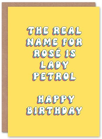 Artery8 Greeting Card Real Name For Rose Wine Lady Petrol For Her Woman Wife Gran Mum Sister Birthday Card