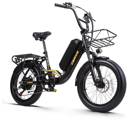 CEAYA Electric Bike 20 inch E bikes For Adults 3.0 Fat Tyre Electric City Bike with 48V15Ah Detachable Battery,Colorful LCD Meter,7 Speed Shifter,Dual Disc Brake,Rear Rack