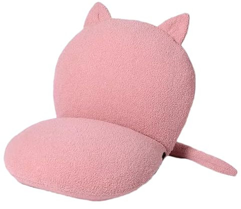 Lzyjck Sedia da Pavimento Sedia da Pavimento per Meditazione a Forma di Gatto Sedia Divano Pigro con Supporto per la Schiena Sedia da Gioco Pieghevole da Pavimento,Rosa