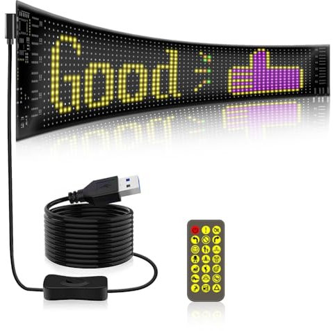 Corghd Panel de matriz LED programable, pantalla flexible IP65, animación, mensaje, desplazamiento, señal de control de aplicación, coches, tienda, bar, B