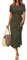 Newshows Summer Dresses for Women UK Casual Long Maxi Dress Tie Waist Elegant T Shirt Sundress with Split Army Green,L
