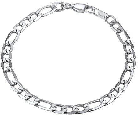 PROSTEEL Figarokette Armband 6mm breit Herren Edelstahl Armband 3+1 Glieder Link Kettenarmband Armkette, Länge 23cm, silber