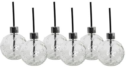 Spetebo Christbaumkugel Trinkglas 400 ml - 6er Set - Weihnachtskugel Schneeflocken Punsch Glas mit wiederverwendbarem Strohhalm - Design Punschglas mit Mehrweg Trinkhalm Getränke Glas