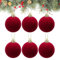 Velvet Flocked Christmas Balls 6pcs 6cm - Shatterproof Mini Hanging Baubles for Christmas Tree, Wedding, Party Decoration - Red