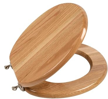 Toilet Seat, Oak Wood, Solid Wood, High Gloss Finish, PIKLiDS (Round)