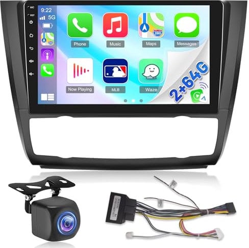 [2G+64G] Car Radio for BMW 1 Series E81 E82 E87 E88 2007-2011, 9 inch Touch Screen Car Play Android Stereo, Carplay/Android Auto/EQ Audio/Bluetooth/SWC + AHD Backup Camera