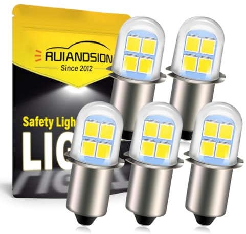 Ruiandsion P13.5S LED Taschenlampen-Ersatzbirnen 4.5V-6V Weiß für Wandern | Ersatz für 4.5V-6V Taschenlampen–240 Lumen Helligkeit, langlebige 2835 SMD-Chips, 5 Stück im Set, sofort einsatzbereit