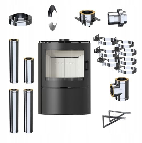KRATKI Kaminofen aus Stahl 10 kw KOZA AB 2 fi 150 Externer Satz Stahlofen, Schwedenofen BImSchV Stufe 2