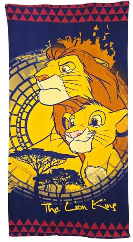 AYMAX Disney König der Löwen Strandtuch – Simba & Mufasa Badetuch 70×140 cm – Mikrofaser Handtuch aus Polyester – XL Strandtuch für Kinder & Fans – The Lion King Design