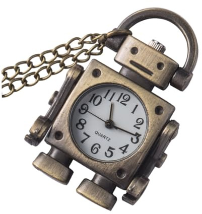 POPETPOP Retro Roboter Taschenuhr aus Legierung, Leicht Tragbar | Vintage Stil, Kunststoffdetails, Praktische Ausführung, für Alltagseinsatz und Unterwegs, Roboterform