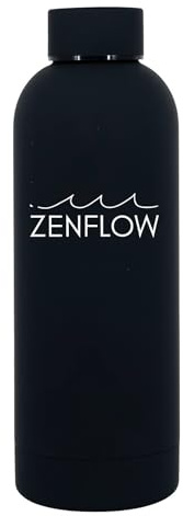 ZenFlow Stainless Steel Water Bottle 500ml – BPA-Free, Leakproof – Keeps Drinks Cold 24h / Hot 12h – Travel, Gym, Office – Multiple Colours (Black Matte)