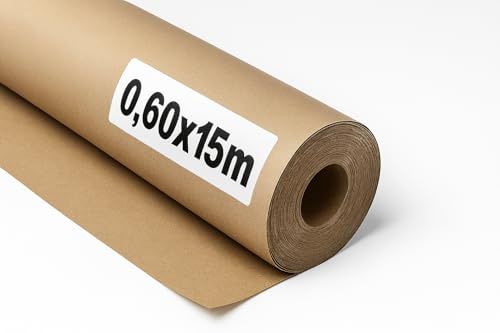 OFITURIA Naturbraunes Kraftpapier 70 g/m² – Rolle 0,60×15 m – 1 Rolle – Recyclingpapier für Verpackungen, Basteln und Dekoration – Reißfest – Geeignet für Acryl- und Ölfarben