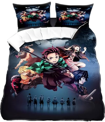 WlsqDE Demon Bettwäsche, Demon Bettwäsche 135x200cm, Anime Bettbezug-Set Enthalten 50x75cm Kissenbezug, Microfaser, Angenehm & Weich, für Fans Geschenke