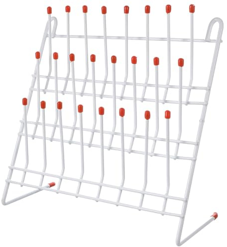 24 Soporte Metal para Secado Orificios Blanco de Tubos de Ensayo | Uso en Laboratorio, Organiza y Seca Material de Vidrio, Estilo Clásico Simple