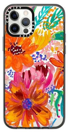 CASETiFY Kompakte Schutzhülle für iPhone 12 Pro [2 x Falltest in Militärqualität/1,2 m Fallschutz] - EttaVee Watercolor Fleurs - Schwarz