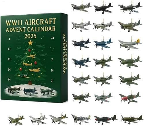 WW II Aircraft Advent Calendars - 24 Tage Weihnachten Countdown -Kalender Mit 24 Legendären WW II Legendarchen Warbirds Models, Fighter Advent Calendars For Kids Boys Teenagern