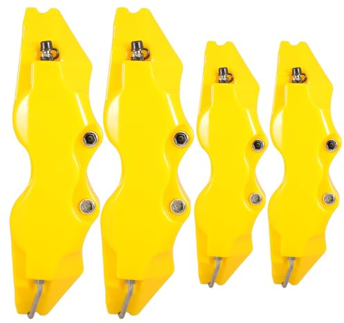 ASAKKURA 2 Sets 3d Style Yellow Front and Rear Car Brake Caliper Covers Small Size Brake Wheel Hub Caliper Wraps for Vehicle and Decoration