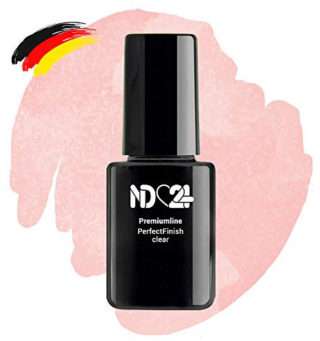 ND24 NailDesign® Premium Finish-Gel Clear – High Gloss Top Coat Gel für UV und LED-Lampen Aushärtung – Hochglanz Versiegelungsgel für Gelnägel ohne Schwitzschicht – Made in Germany – 12ml