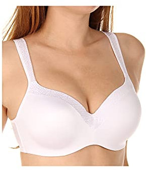 Playtex Women's Secrets Coverage Underwire, Balconette T-Shirt Bra for Full Figures, Opaque, White, 40D