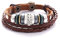 Morella Damen Lederarmband braun geflochten mit Nieten + Beads und Zirkoniasteinen