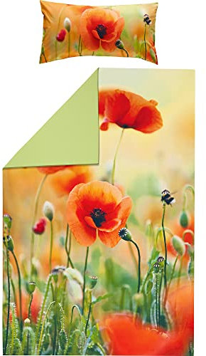 REDBEST Wende-Bettwäsche, Bettgarnitur Renforcé bunt Größe 40x80 cm / 135x200 cm - strapazierstark, atmungsaktiv, mit praktischem Reißverschluss