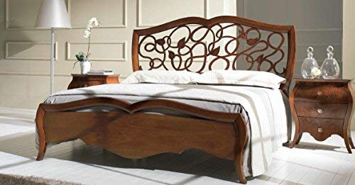 Doppelbett, perforiert, Nussbaum dunkel, 133 x 205 x 185 cm, für Lattenrost 160 x 190 cm, 65 kg, Kopfteil - Fußteil: Nussbaum Toulipier