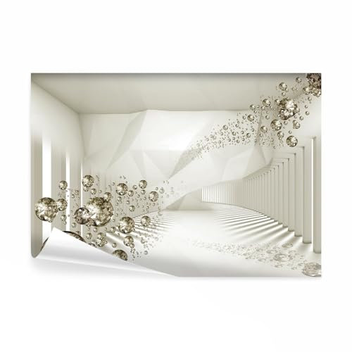 decomonkey Fototapete 3d Effekt Abstrakt 350x256 cm XL Tapete Fototapeten Vlies Tapeten Vliestapete Wandtapete moderne Wandbild Wand Schlafzimmer Wohnzimmer Diamanten Modern