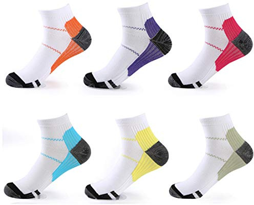 6 Paar Kompressionssocken, Sportsocken, Plantarfasziitis, Fußgewölbeunterstützung, Laufen, Fitnessstudio, Kompressionssocken für Damen und Herren