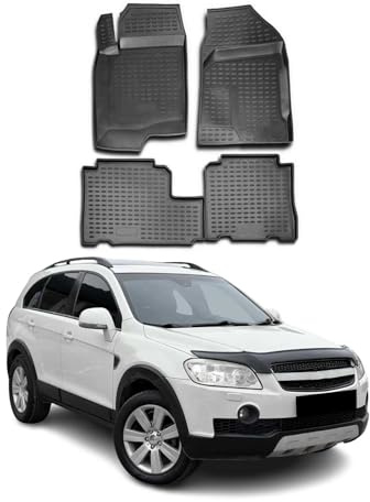 OMAC Fußmatten für Chevrolet Captiva 2006-2017 TPE 4X Schwarz | 5Sitz, Gummimatten, Automatten, Allwetter, fahrzeugspezifisches Produkt, Antirutsch, 3D-Passform, wasserdicht
