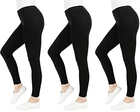FM London - Lot de 3 leggins décontractés pour femmes Leggins élastiques, coupe ajustée