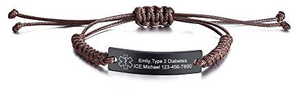 XUANPAI Kostenlose Benutzerdefinierte Gravur Handgemachte Seil Medical Alert ID Manschette Armband Armband Armband Einstellen 5-9