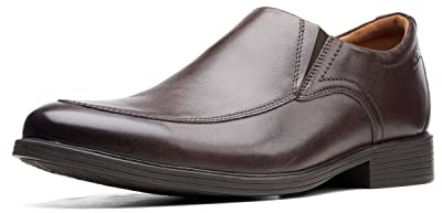 Clarks Men's Whiddon Plain Loafer, Dark Tan Leather, 10