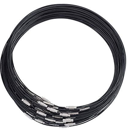 UNICRAFTALE 80pcs 44.45cm Schwarz Draht Halskette Edelstahl Draht Halskette Choker Halskette Mit Messing Schraubverschluss Draht Halskette Cord DIY Schmuckherstellung, 14.5 mm Durchmesser