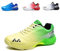BLBK Badmintonschuhe, Squashschuhe, Hallenschuhe für Verschiedene Bodenbeläge, bequemer und Fester Griff/Unisex-Volleyballschuhe,Gelber Farbverlauf Grün 44