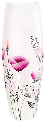 GILDE Ovalvase Flowery Glas rosa 39939 Höhe 50 cm