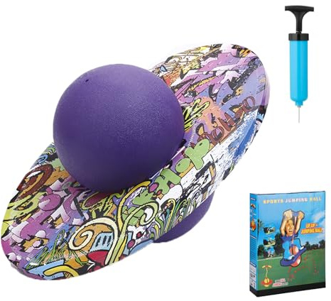 XGOPTS Bouncing Hopper Balance Gymnastikball Erwachsene Einfarbig Hüpfbälle mit Luftpumpe Pogo Ball Gemalt Springball Fitness Verdickt Sportball Faltbar Multi Trainingball Outdoor Wettbewerb