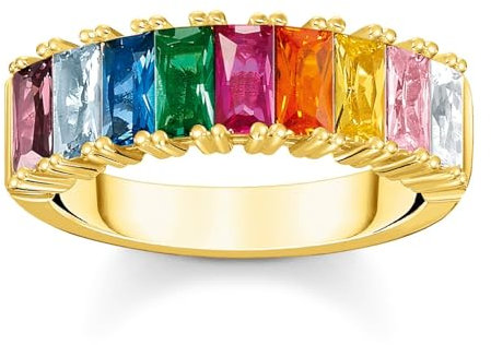 THOMAS SABO Ring bunte Steine gold 925 Sterlingsilber, 750 Gelbgold Vergoldung