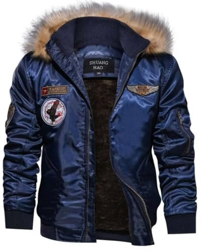 Shuanghao Giacca-Militare Felpa-Bomber Parka-Uomo Casual Invernale - Autunno Primaverile Elegante Giubbotto Aviatore Tattica Militare College Spessore Medio in Pile Cotone Hooded Jacket Giacca