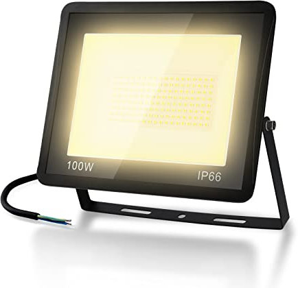 Sonnewelt 100W LED Strahler Außen, 8500LM LED Fluter, IP66 Wasserdicht LED Scheinwerfer, 1m Stromkabel, 6000K Außenstrahler Scheinwerfer, Warmweiß, für Hinterhof,Auffahrt