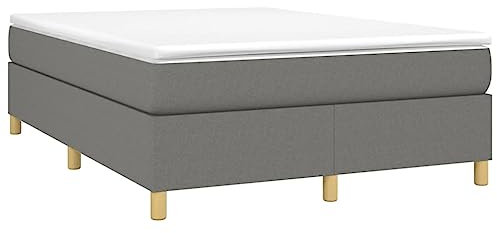 vidaXL Bettgestell, Polsterbett Bett für Schlafzimmer, Bettrahmen mit Lattenrost, Schlafzimmerbett Doppelbett, Dunkelgrau 140x190cm Stoff