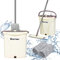 COSTWAY Flat Mop and Bucket Set, Hands Free Squeeze Mop with 360 Rotating Head, 2 Microfiber Mop Pads, 1 Bottle and Stainless Steel Long Handle, Compact Cleaning System for Floor Cleaning
