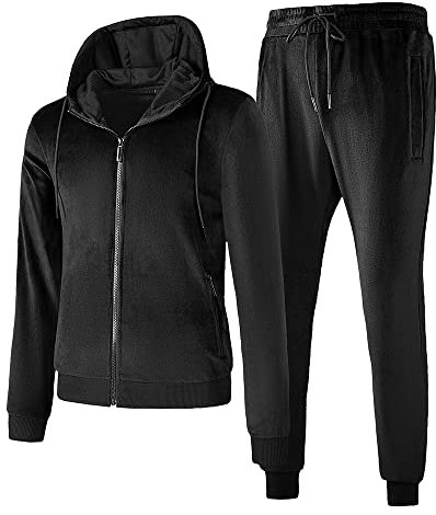 TONY BACKER Tuta Uomo In Pile Sportiva Con Chiusura Zip Completo Tuta In Casa (IT, Testo, XL, Regular, Regular, NERO-73)