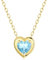 FANCIME Damen Kette mit Herz Geburtsstein Aquamarin Anhänger aus Solide 14K 585 Gelb Gold Halskette Valentinstag Geschenkschmuck für Damen Mädchen, Verstellbar Kettenlänge: 45 cm