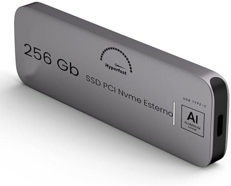 SSD esterno portatile da 256 Gb, fino a 1050 MB/s Unità a stato solido esterna USB 3.2 Gen2 ultra veloce Mini SSD esterno USB-C per laptop, dispositivi di tipo C, garanzia Italiana