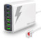 LAMJAD 160W Charger,6 Ports GaN Charger,3 USB-C +3 USB-A,Portable Travel Charging Station Compatible with MacBook Pro,HP Laptop/iPad,iPhone 15/14/13,Galaxy/Huawei(White)