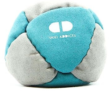 Skill Addicts Footbag - Dunkles Türkis Grau (Freistil Foot Bag für jedes Fähigkeitsniveau, Enthält einen Satz Hackysack-Aufkleber und eine App zum Erlernen von Tricks)