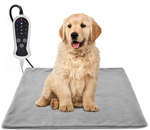RC SLL Heated Cat Bed 45 * 55cm, Pet Heating Pad Heated Puppy Bed,Upgraded Adjustable Controller,Waterproof Heating Pad for Dogs with Chew Resistant Steel Cord