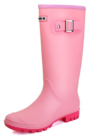 Stivali Pioggia Donna, Leggere Comode Giardinaggio Scarpe, Antiscivolo Da Pioggia Stivaletti, Rosa, 40 EU