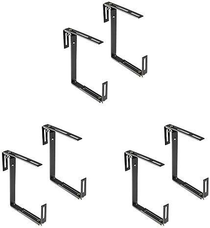 XCLOU Support pour jardinière Couleur Anthracite - Support de bac à Fleurs Robuste et réglable en Largeur- Accroche jardinière en métal pour Le Balcon (Lot de 3)